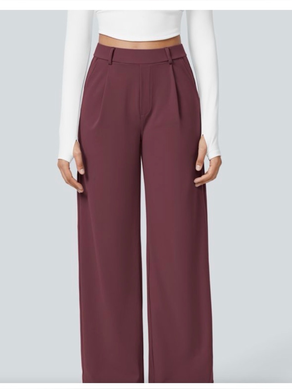 HALARA Day Stretch High-Waist Pocket Straight Leg Pants in Cabernet Plum XLP NWT